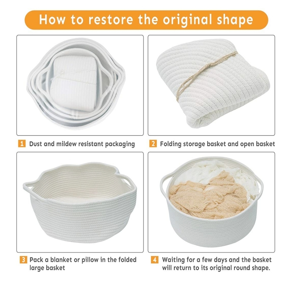 🌟Best Seller🌟5 Woven Baskets Cotton Rope Bin - Picture 3 of 5